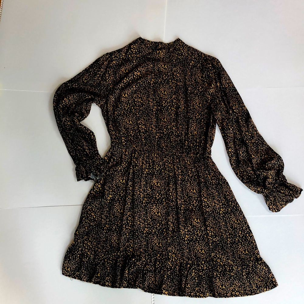 Pop Sugar animal print ruffled long sleeve dress